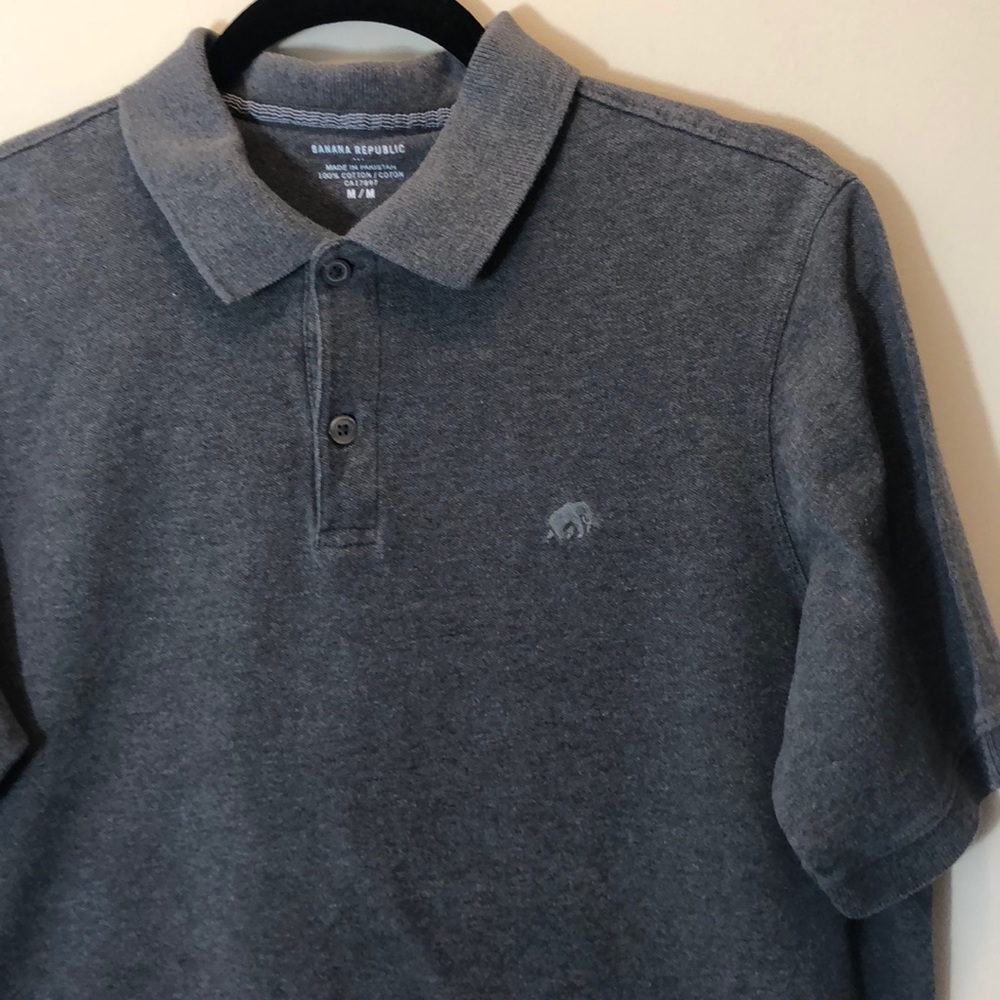 Banana Republic Gray Polo Shirt & Gray Elephant
